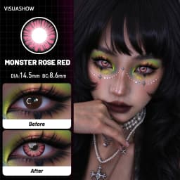 VISUASHOW Yellow Cosplay Colored Contacts 1 Pair Half Yearly 14.2mm Soft Eye Lenses Anime Makeup For Halloween Christmas Coser
