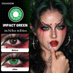 VISUASHOW Yellow Cosplay Colored Contacts 1 Pair Half Yearly 14.2mm Soft Eye Lenses Anime Makeup For Halloween Christmas Coser