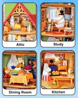 Rolife Moominhouse Miniature House Kit Moomin Valley Dollhouse Creative Gift for Christmas Birthday Craft Building Kit for Adult