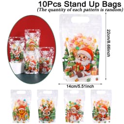 10/20pcs Transparent Christmas Gift Bag Cute Santa Claus Printed Self-Adhesive Candy Bags Home 2026 Xmas Party Supplies