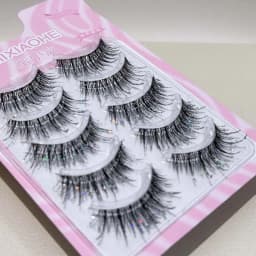 Mixiaohe Thai Style Colorful Diamond Lashes 5 Pairs Sparkling C Curl Fluffy Lashes for Stage Festival Christmas