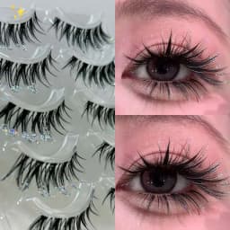 Mixiaohe Thai Style Colorful Diamond Lashes 5 Pairs Sparkling C Curl Fluffy Lashes for Stage Festival Christmas