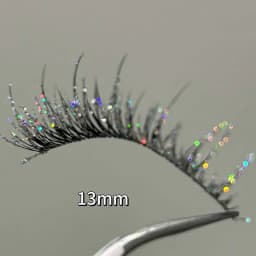 Mixiaohe Thai Style Colorful Diamond Lashes 5 Pairs Sparkling C Curl Fluffy Lashes for Stage Festival Christmas