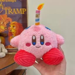Cute Kirby Plush Candle Doll Pink Girly Desktop Ornament Christmas Holiday Birthday Anime Gift Decor