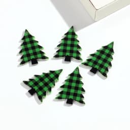 10pcs/lot Christmas Tree Acrylic Charms Snow Green Red Pendant for DIY Handmade Jewelry Making Earring Keychain Accessories