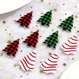 10pcs/lot Christmas Tree Acrylic Charms Snow Green Red Pendant for DIY Handmade Jewelry Making Earring Keychain Accessories