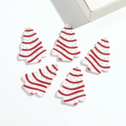 10pcs/lot Christmas Tree Acrylic Charms Snow Green Red Pendant for DIY Handmade Jewelry Making Earring Keychain Accessories