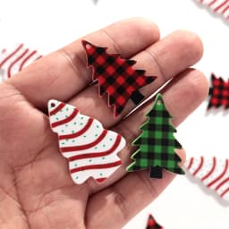 10pcs/lot Christmas Tree Acrylic Charms Snow Green Red Pendant for DIY Handmade Jewelry Making Earring Keychain Accessories