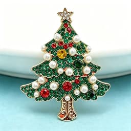 Wuli&baby Shining Christmas Tree Brooches For Women Unisex Pearl Rhinestone New Year Trees Plants Party Office Brooch Pins Gifts