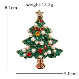 Wuli&baby Shining Christmas Tree Brooches For Women Unisex Pearl Rhinestone New Year Trees Plants Party Office Brooch Pins Gifts