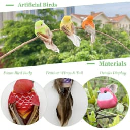6pcs Fake Bird Artificial Foam Feather Bird Ornament for Birdshouse Craft Christmas Tree Decor Birthday Party Gift Bird Model