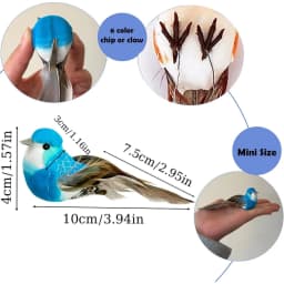 6pcs Fake Bird Artificial Foam Feather Bird Ornament for Birdshouse Craft Christmas Tree Decor Birthday Party Gift Bird Model