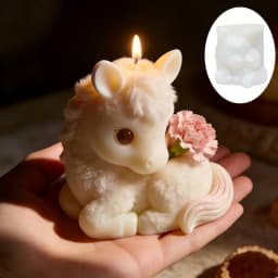 Flower foal shaped candle silicone mold squatting cute horse resin mold animal foal gypsum mold Christmas Halloween gift