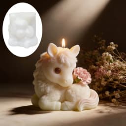 Flower foal shaped candle silicone mold squatting cute horse resin mold animal foal gypsum mold Christmas Halloween gift