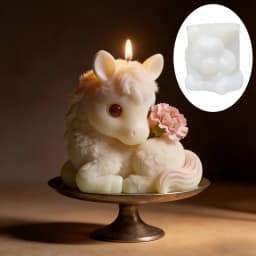 Flower foal shaped candle silicone mold squatting cute horse resin mold animal foal gypsum mold Christmas Halloween gift