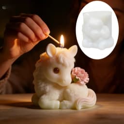 Flower foal shaped candle silicone mold squatting cute horse resin mold animal foal gypsum mold Christmas Halloween gift