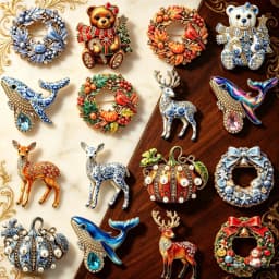 Christmas Wreath, Whale, Reindeer, Pumpkin, and Bear-Themed Brooches for Men and Women—Holiday Party Outfit Accessories