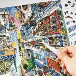 Kawaii Rotating City 3D Town Rest Day Landscape Sticker DIY Pocket Cabin Scene Christmas gifts 