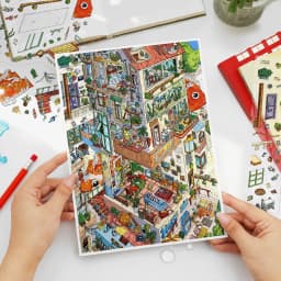 Kawaii Rotating City 3D Town Rest Day Landscape Sticker DIY Pocket Cabin Scene Christmas gifts 