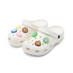 20-Pack Smiley Face Shoe Charms - Detachable Street Style Decor for Sandals & Beach Bags - Fun Christmas Gifts