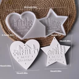 1pc Christmas Heart Round Tree Star-Shaped Hanging Ornament Silicone Mold DIY Cement Plaster Clay Craft for Home Decor Gift