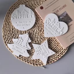 1pc Christmas Heart Round Tree Star-Shaped Hanging Ornament Silicone Mold DIY Cement Plaster Clay Craft for Home Decor Gift
