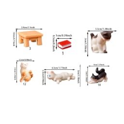 6PCS Cute Miniature Cats, Mini Cat Figurines Landscape Lovely Cats Figurines Fairy Home Garden Animals Kitten Adorable Christmas