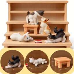 6PCS Cute Miniature Cats, Mini Cat Figurines Landscape Lovely Cats Figurines Fairy Home Garden Animals Kitten Adorable Christmas