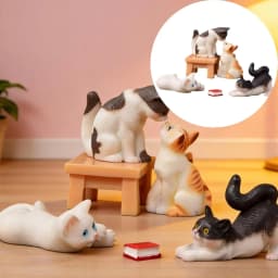 6PCS Cute Miniature Cats, Mini Cat Figurines Landscape Lovely Cats Figurines Fairy Home Garden Animals Kitten Adorable Christmas