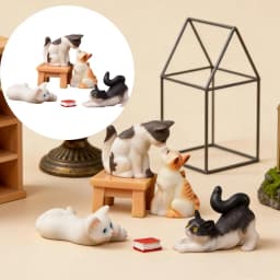 6PCS Cute Miniature Cats, Mini Cat Figurines Landscape Lovely Cats Figurines Fairy Home Garden Animals Kitten Adorable Christmas