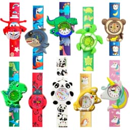 Cartoon Dinosaur Unicorn Shark Toys Children Watches Colorful Slap Printed Strap Kids Watch Girl Boy Christmas Party Gift Clock