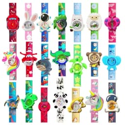 Cartoon Dinosaur Unicorn Shark Toys Children Watches Colorful Slap Printed Strap Kids Watch Girl Boy Christmas Party Gift Clock
