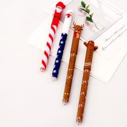 4pcs/set Christmas Erasable Pen Black Ink With Eraser 0.4mm