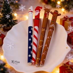 4pcs/set Christmas Erasable Pen Black Ink With Eraser 0.4mm
