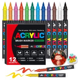 72 Colors Acrylic Paint Pens Markers Set Brush Tip Paint Marker For Rock Painting Wood Canvas Stone Christmas Gift DIY Crafts