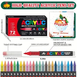 72 Colors Acrylic Paint Pens Markers Set Brush Tip Paint Marker For Rock Painting Wood Canvas Stone Christmas Gift DIY Crafts