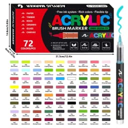 72 Colors Acrylic Paint Pens Markers Set Brush Tip Paint Marker For Rock Painting Wood Canvas Stone Christmas Gift DIY Crafts