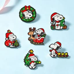 6Pcs Cute Puppy Christmas Enamel Pins Santa Tree White Dog Animal Brooch Puppy Lapel Badge For Backpack Hat Xmas Holiday Gift