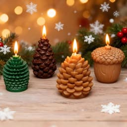 3D Pinecone Acorn Hazelnut Nut Candle Mold DIY Christmas Pinecone Cedar Aromatherapy Soap Plaster Resin Silicone Mold Crafts