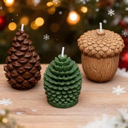 3D Pinecone Acorn Hazelnut Nut Candle Mold DIY Christmas Pinecone Cedar Aromatherapy Soap Plaster Resin Silicone Mold Crafts