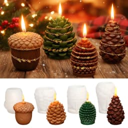 3D Pinecone Acorn Hazelnut Nut Candle Mold DIY Christmas Pinecone Cedar Aromatherapy Soap Plaster Resin Silicone Mold Crafts