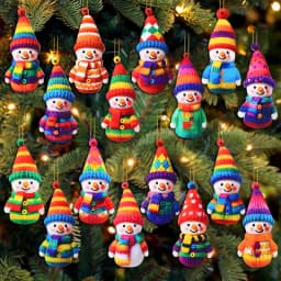 16Pcs Wooden Snowman Christmas Ornament 2D Flat Xmas Tree Hanging Pendant 2026 New Year Home Wall Fireplace Decoration Kids Gift