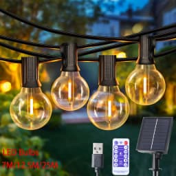 7-25M Festoon G40 Solar LED Globe String Fairy Lights Outdoor Christmas Party Garden Decor Garland Lamps Street Patio Backyard