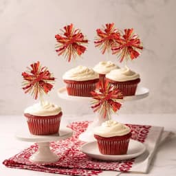 10-30Pcs Firework Cupcake Topper Christmas New Year Cake Decor Foil Toothpicks for Christmas, Picnics, Bar, Birthday Party