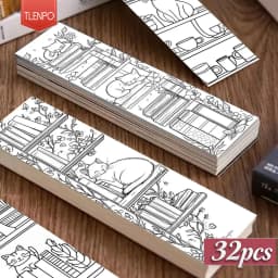 32pcs, Cat Coloring Theme Bookmarks, Christmas, Teacher Gift, Back-To-School Holiday Gifts, Creative Artistic Designs
