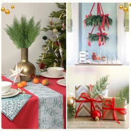 Christmas Faux Cedar Stems, Artificial Faux Cedar Branches, Christmas Greenery Pine Picks for Wreath Craft
