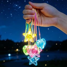 10pcs LED Light Up Necklace Pendants Star Heart Flashing Glow Necklace Blinking Toy Party Christmas Wedding Party Decoration