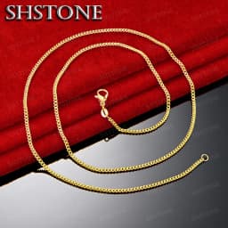 18K Gold Side Necklace For Women Men 40-75cm Chain Fashion Wedding Charm Jewelry Christmas Birthday Gifts