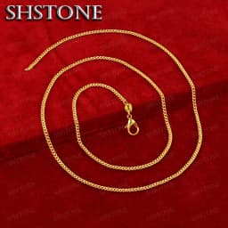 18K Gold Side Necklace For Women Men 40-75cm Chain Fashion Wedding Charm Jewelry Christmas Birthday Gifts