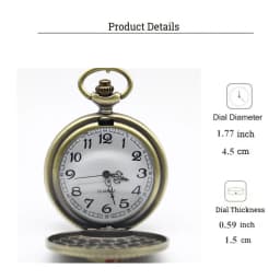 Vintage Bronze Quartz Pocket Watch, Bell Pattern Necklace Pendant Chain Watch, Men Women's Christmas Clock Gift Collection